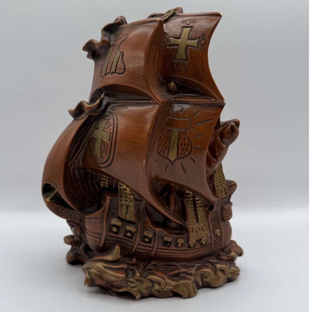 Vintage 1964 Universal Statuary Corp Nautical Sailing Ship Bookend Statue 105M